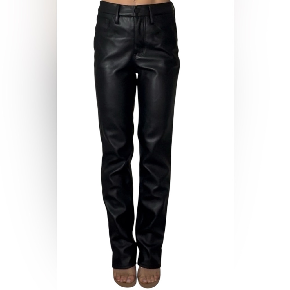 Good American Better Than Leather Black Straight Pants 25